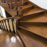 Close-up detail of brown wooden stairs